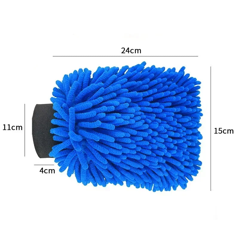 Double-Sided Chenille Microfiber Car Wash Mitt, Ultra Absorbent Scratch-Free Sponge Glove