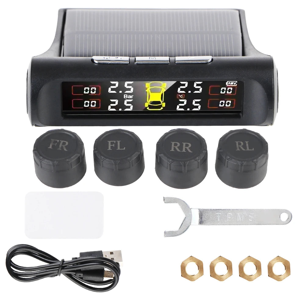 Solar Tire Pressure Monitoring System with External TPMS Sensors