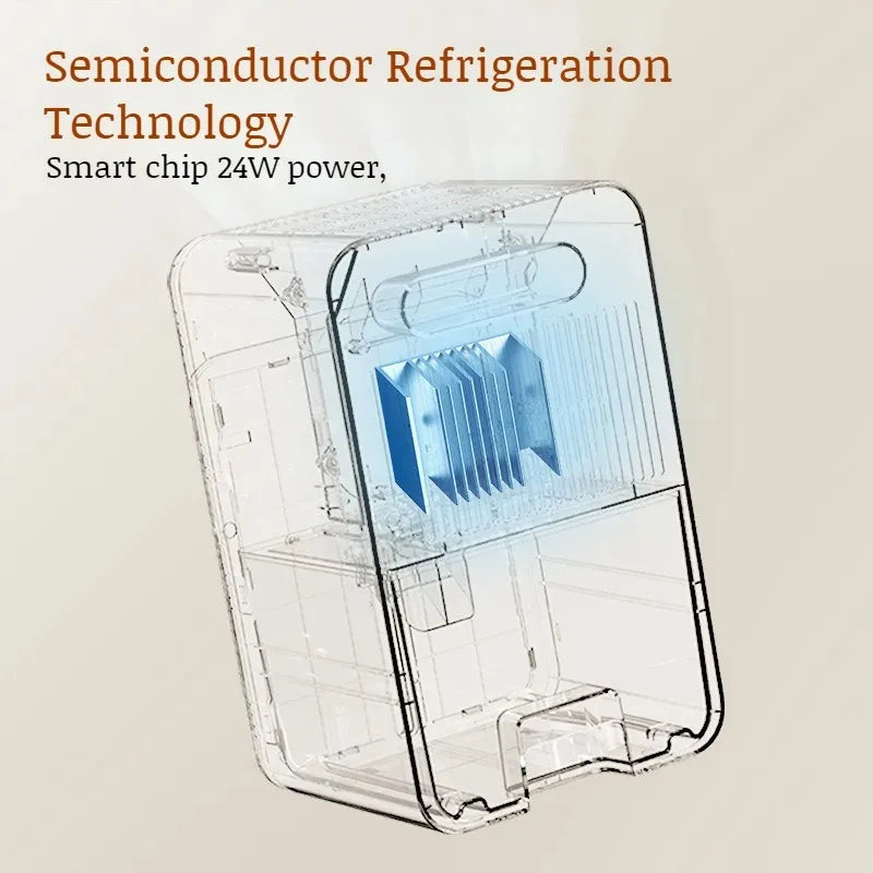 Quiet home dehumidifier and air dryer for damp and odour control in a bedroom or office
