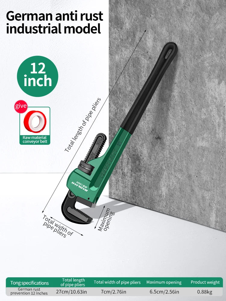 Heavy Duty Carbon Steel Straight Pipe Wrench Adjustable Plumbing Hand Tool 8' 10' 12' 14' 18' Universal Industrial Pipe Plier