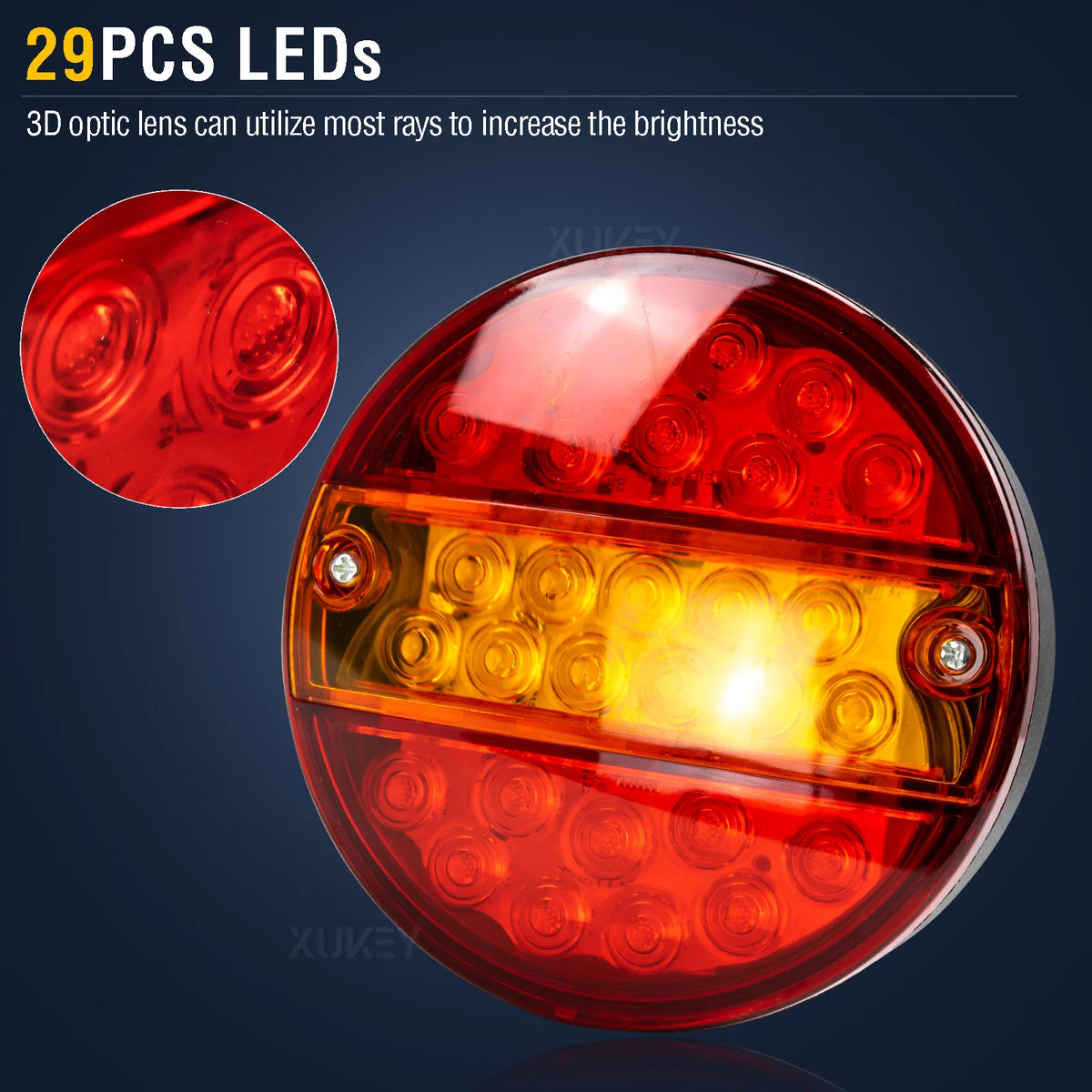 LED Trailer Rear Lights 12V/24V Round Waterproof Tail Lamp Brake Turn Signal Reflector