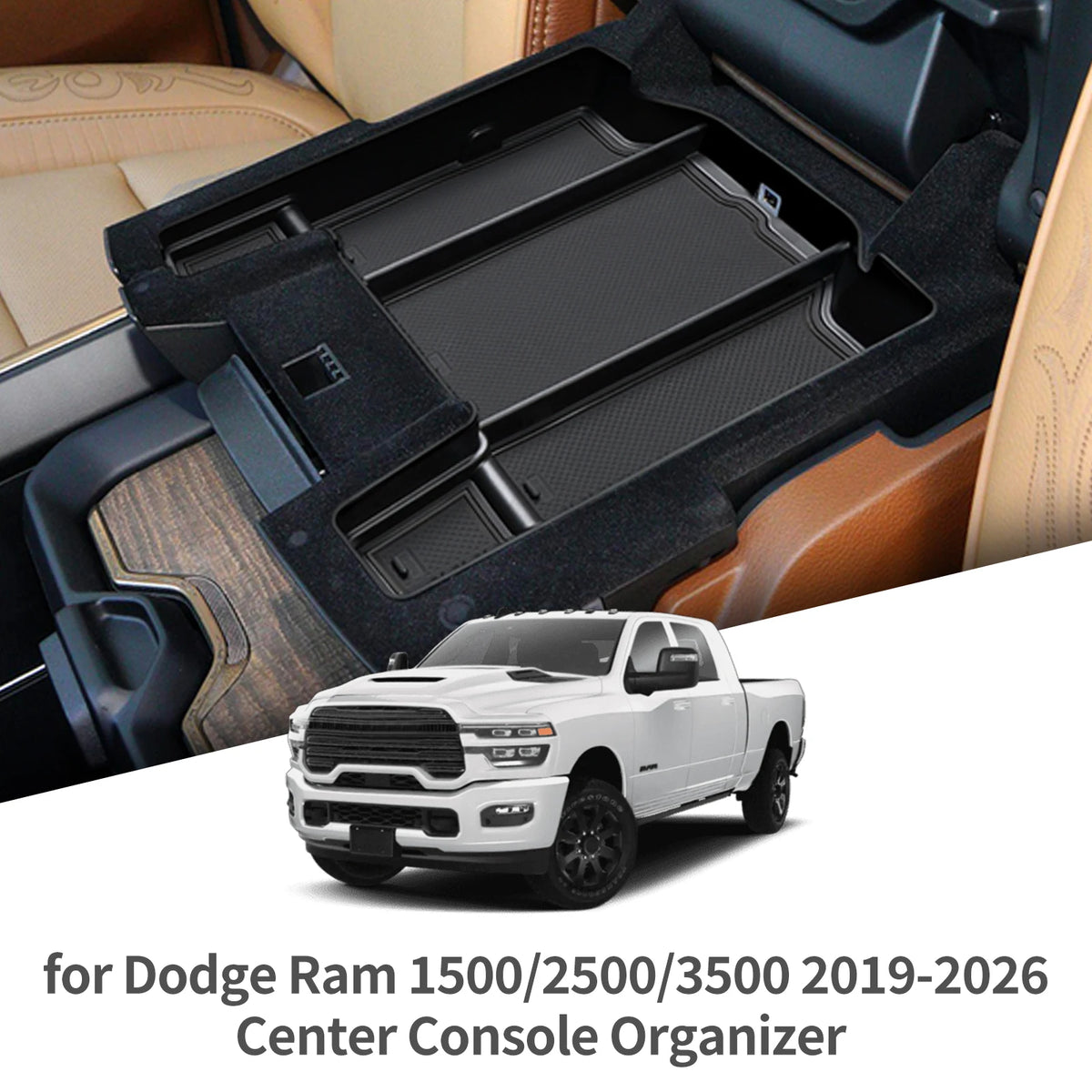 Dodge Ram 2019-2026 Center Console Armrest Storage Box Organizer