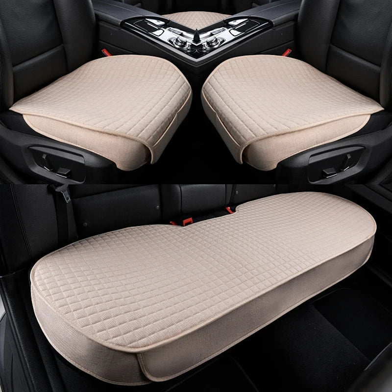 Breathable Flax Car Seat Cushions, Front, Rear and Full Sets