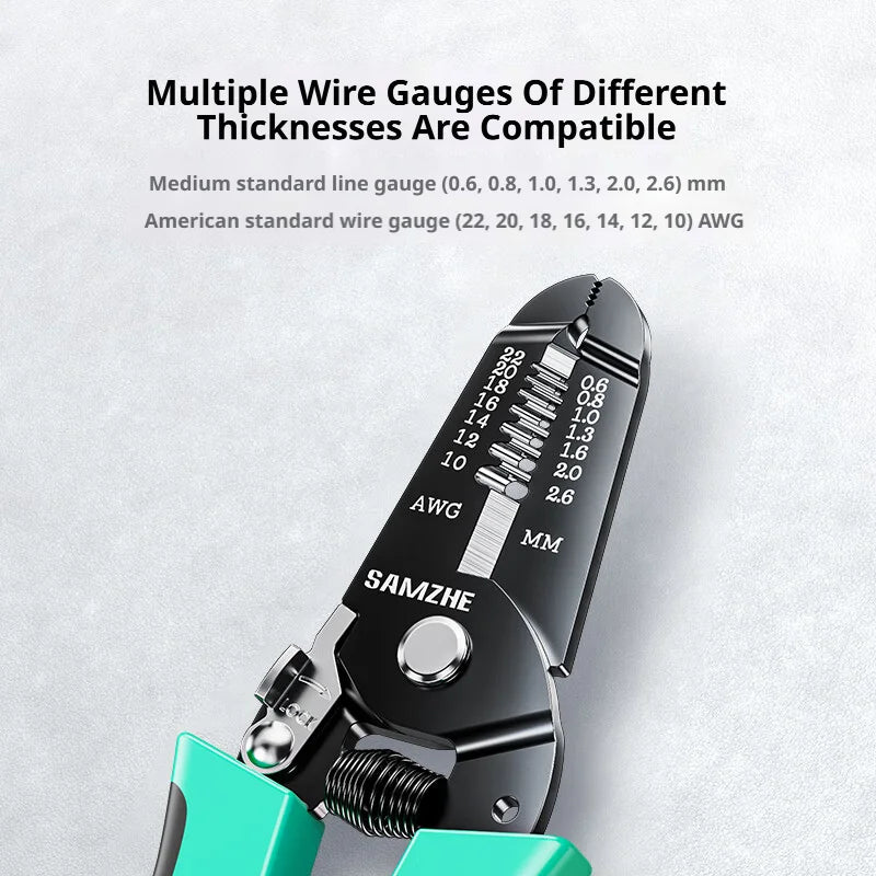 SAMZHE Multifunctional Electrician Pliers Wire Stripper Tool Wire Stripper Separator Industrial Wire Stripper Cutter Crimper