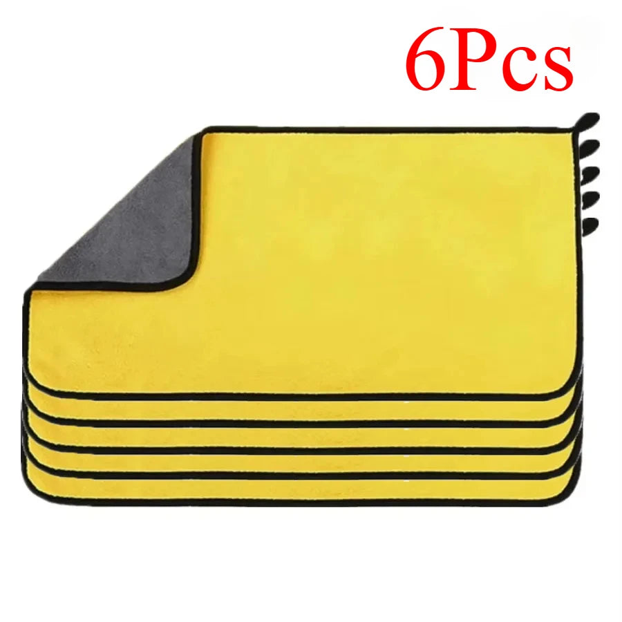 30x60cm Microfiber Car Cleaning Towels, Double Layer, 1/2/3/6/10 Pack
