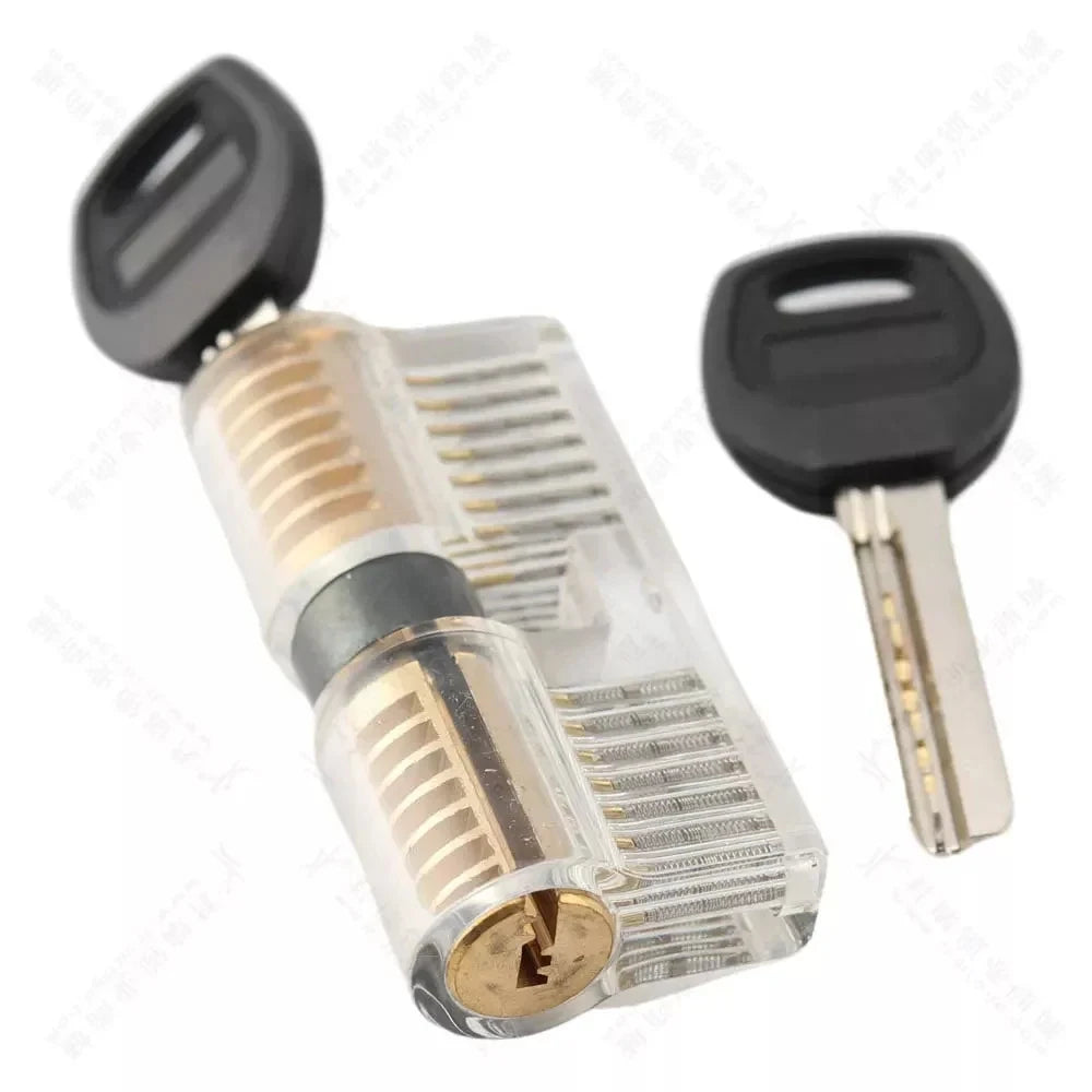 5 IN 1 Locksmith Pick Training Kit with 2pcs Transparent Locks,Broken Key Remover and Tension Wrench Tool