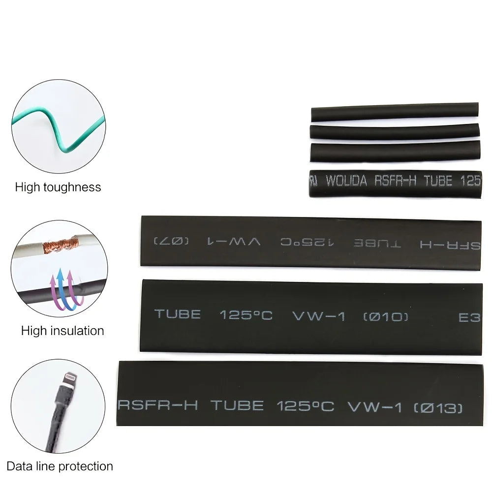 127Pcs Heat Shrink Tube Sleeving Tubing Assortment Kit Electrical Connection Electrical Wire Wrap Cable Waterproof Shrinkage 2:1