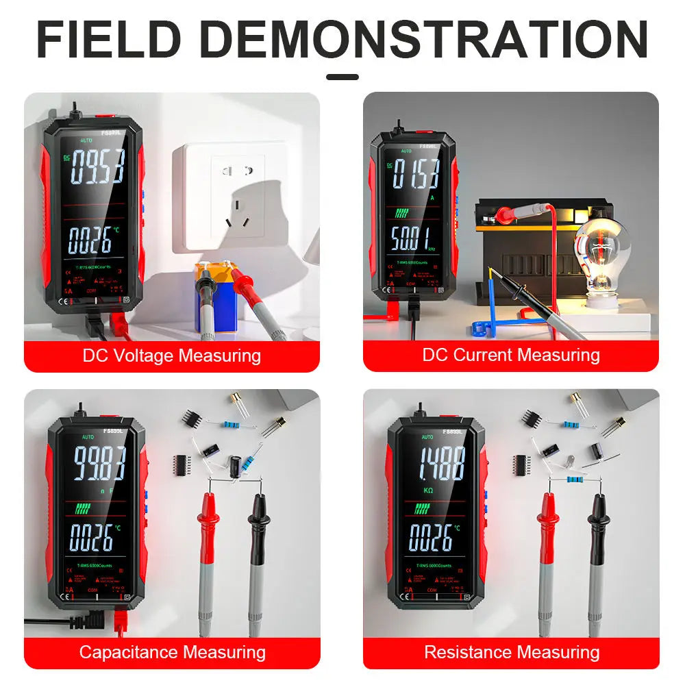 Digital Multimeter 4.8'' Full Color LCD 6000 Counts Auto-ranging Multimeter with Rechargeable Battery for Electronics Testing