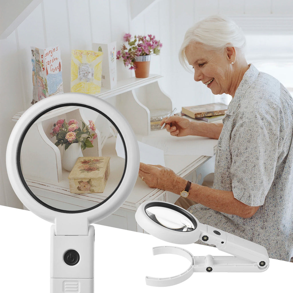 5X 10X USB LED Illuminated Magnifier with Stand for Electronics Repair