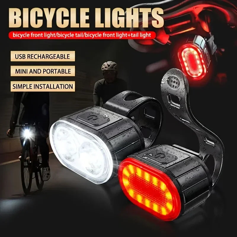 Rechargeable Bike Lighting Front/Rear Lights Bicycle Lamp Led Cycling Light Bike Flashlight for Bicycle Front Taillight Lantern
