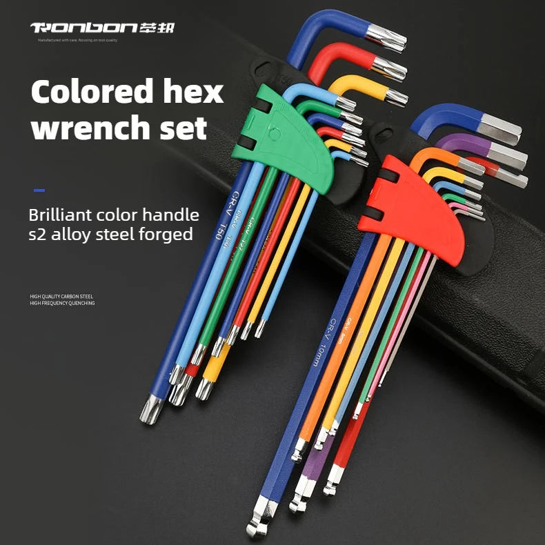 Allen Key Set L Wrench Kit For Allen Screw 9PCS Long Arm Hex Key Set 1.5mm To 10mm Hexagon Spanner Hand Tools For Bicycle Repair