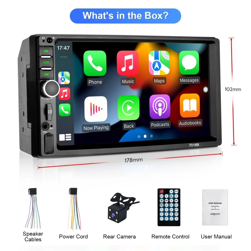 7-Inch Wireless CarPlay and Android Auto Car Stereo with Backup Camera Input