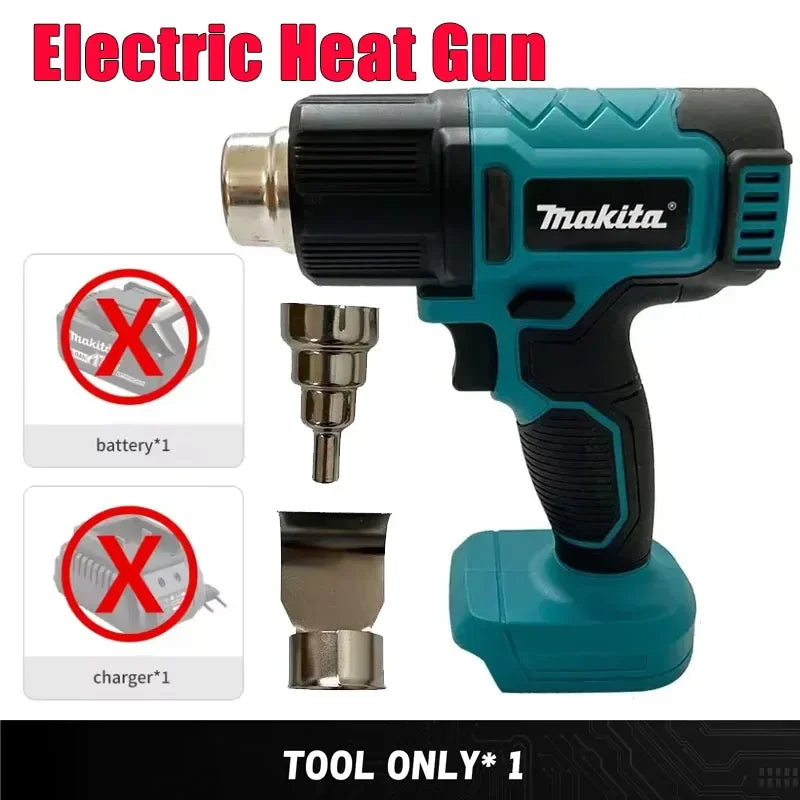 Industrial Cordless Hot Air Heat Gun, Handheld Electric, Adjustable Temperature, 18V Battery Compatible