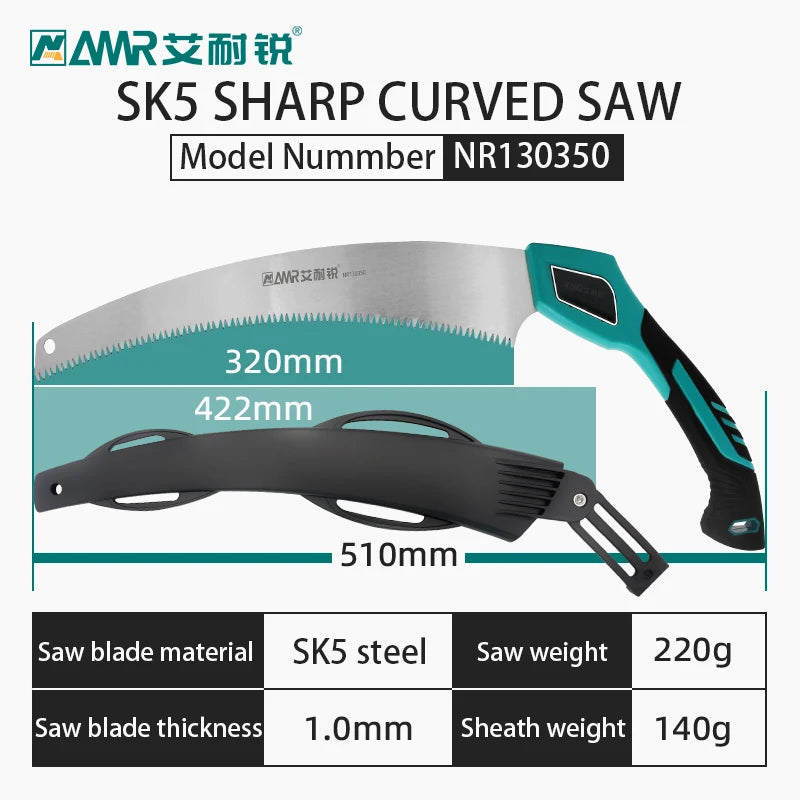 Pruning Saw with Scabbard Japanese Fixed Straight Hand Saw Portable Tree Limb Cutter Garden Pruner Tool for Camping Dry Wood