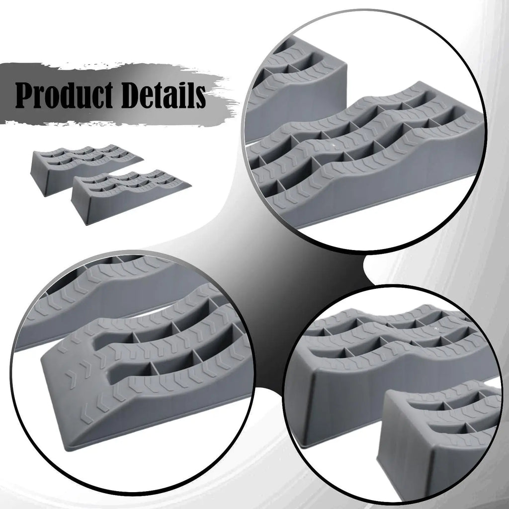 2 Pieces Automotive Leveling Ramps 3 Steps for Campers Trailers SUV Stable Tire Placement Sturdy Leveler Car Ramps Wheel Chocks