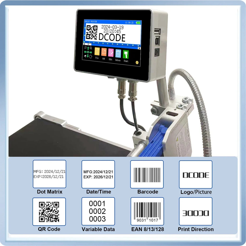 DCODE Industrial Online Inkjet Printer 12.7/25.4mm QR Barcode Date - image 2