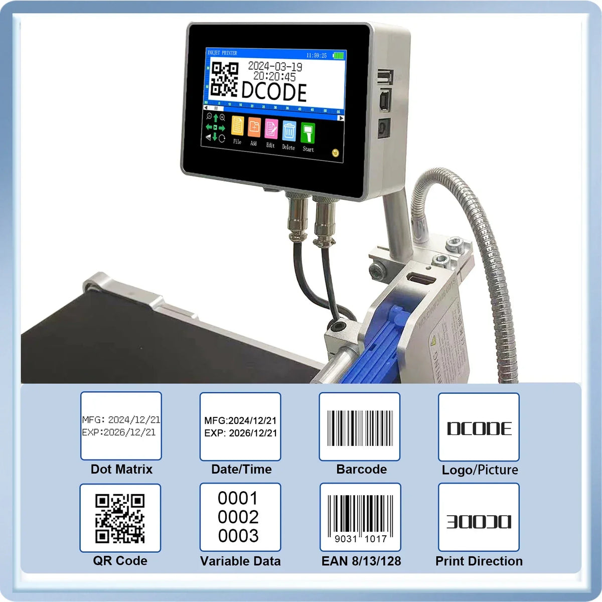 DCODE Industrial Online Inkjet Printer 12.7/25.4mm QR Barcode Date - image 2