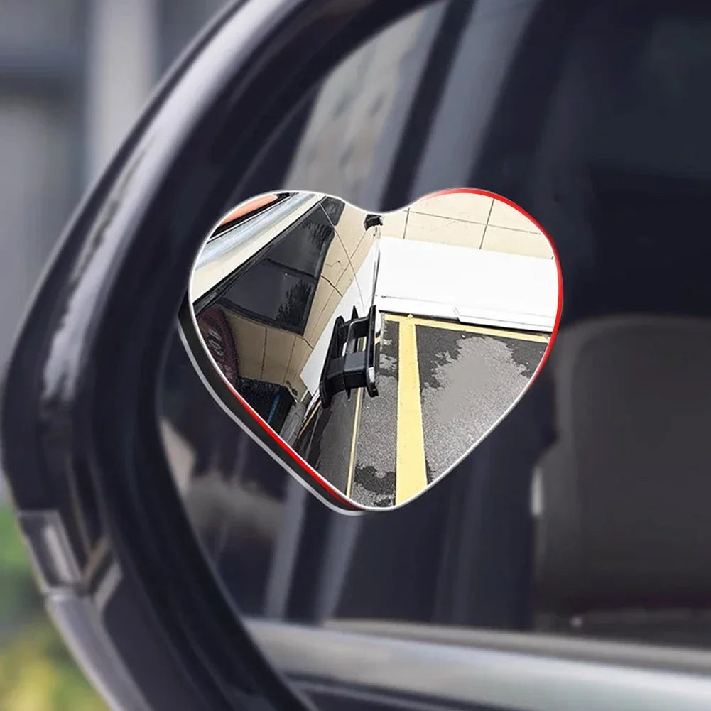 Heart Shaped Car Blind Spot Mirrors (2PCS) - Adjustable Convex Safety - image 2