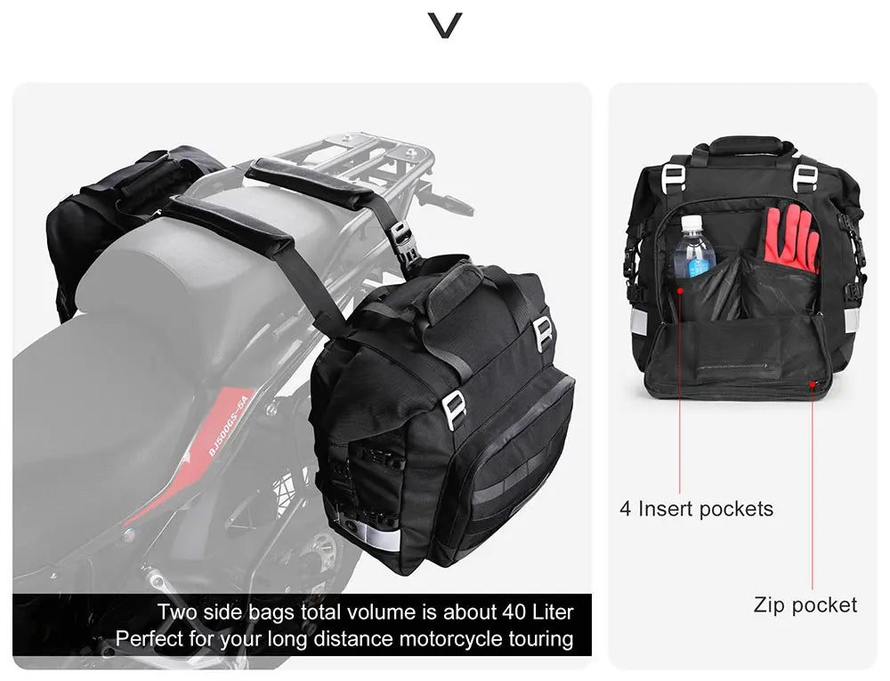 Rhinowalk 20-30L Motorcycle Saddlebag with Waterproof Liner - image 14