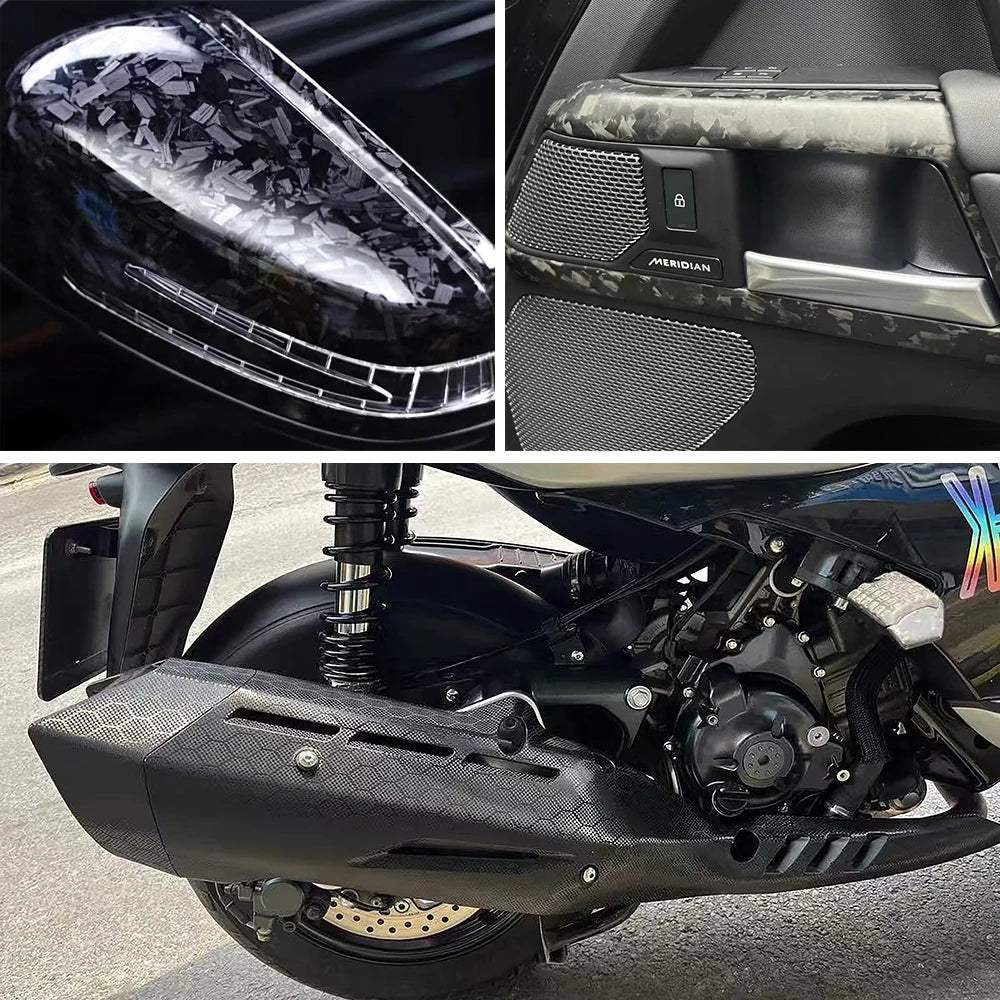 Black Forged Carbon Fiber Vinyl Wrap Film for Car & Motorcycle (DIY) - image 4