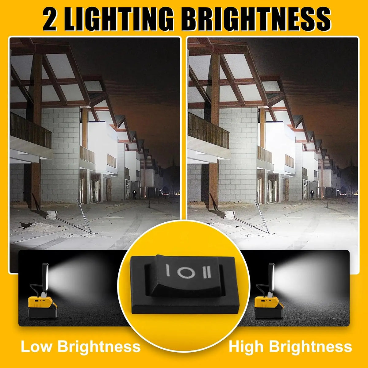 5200LM Portable 48W LED Work Light Cordless Work Light Adjustable Base Rechargeable LED Flood Light Compatible With DeWalt