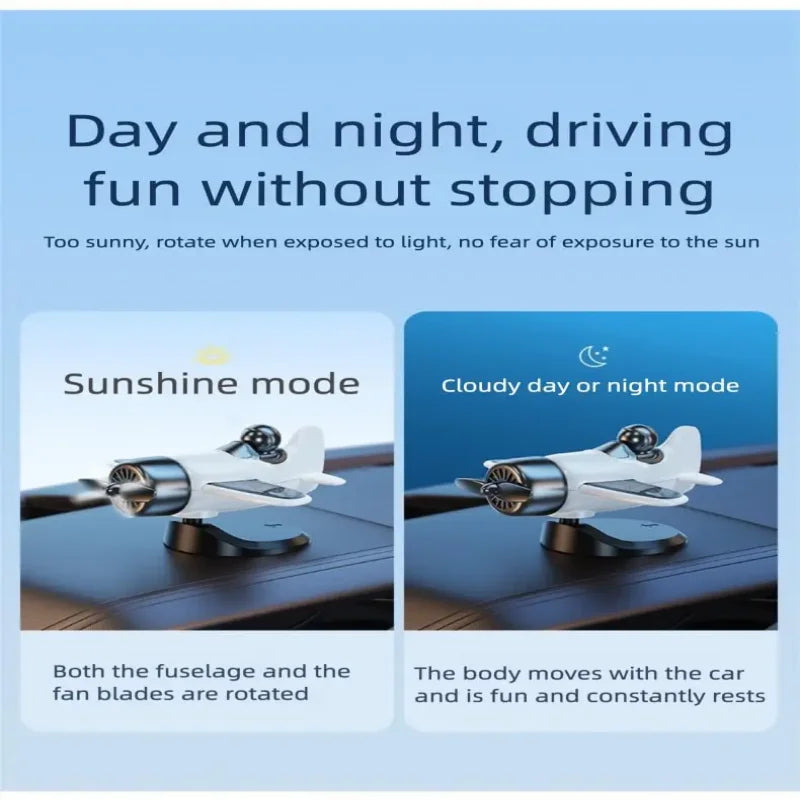 Solar Spinning Airplane Ornament for Car Center Console