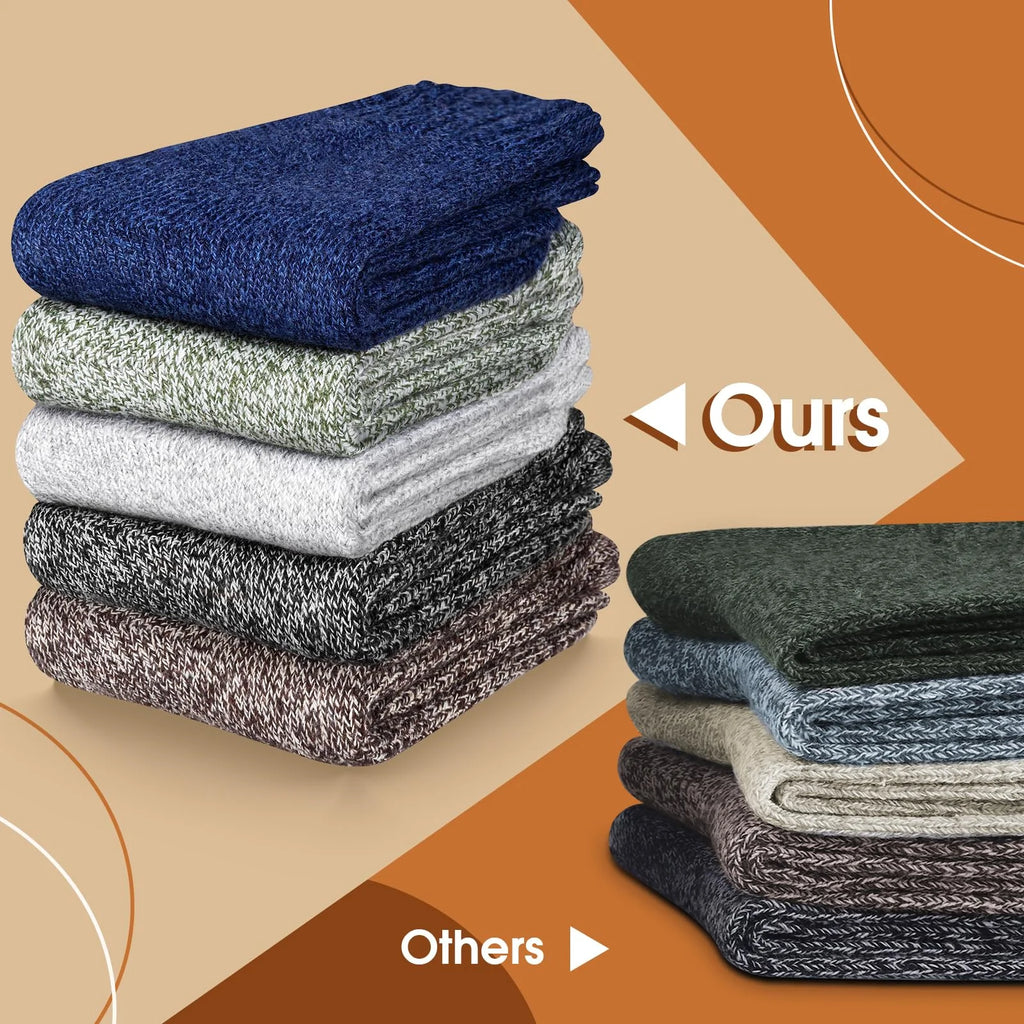 3-Pair Thick Wool Work Socks – Warm Thermal for Cold Weather