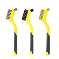Wire Brush Set Nylon/Brass/Stainless Steel Bristles with Curved Handle Grip for Rust, Dirt & Paint Scrubbing Deep Cleaning