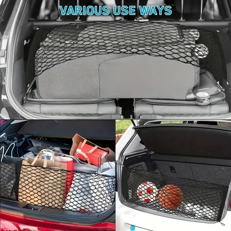 Car Trunk Net Universal Car Mesh Bag Auto Rear Trunk Storage Net Luggage Cargo Net Pocket For Car Motorcycle Trucks ATV