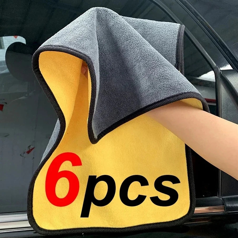 Double Layer Microfiber Car Wash and Drying Towels, 1, 2 or 6 pcs