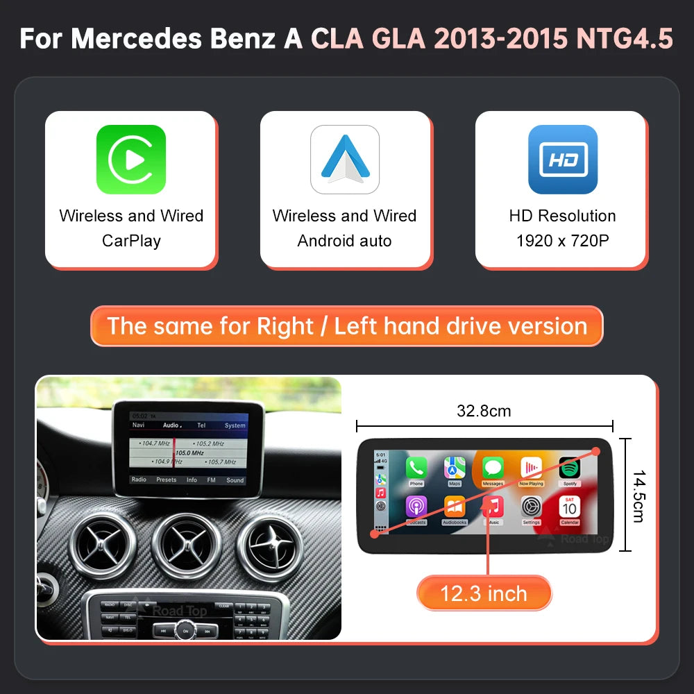 RoadTop Wireless CarPlay Android Auto 10.25" Screen for Mercedes - image 7