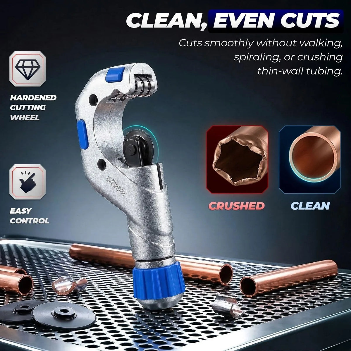 Copper Pipe Cutter Set Heavy Duty Tubing Tool with Mini Tube Cutter for Copper Plastic Pipes Aluminum Brass Thin Stainless Steel
