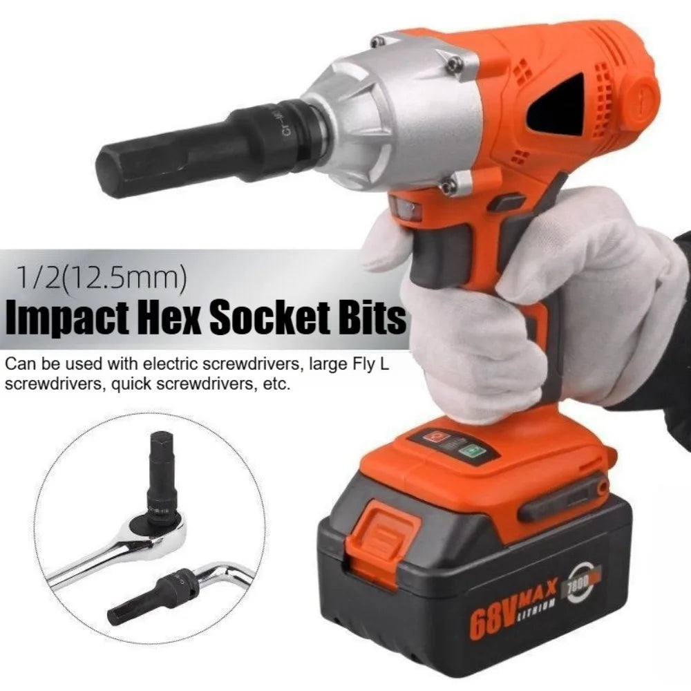 1/2 Inch Impact Hex Bit Socket Set H4-H22 Allen Bit Sockets for Car Bike Repair