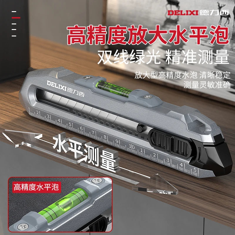 Multifunctional Utility Knife Heavy-duty Metal Box Cutter нож Estilete with 15CM Ruler Accurate Horizontal Bubble Cutting Tool