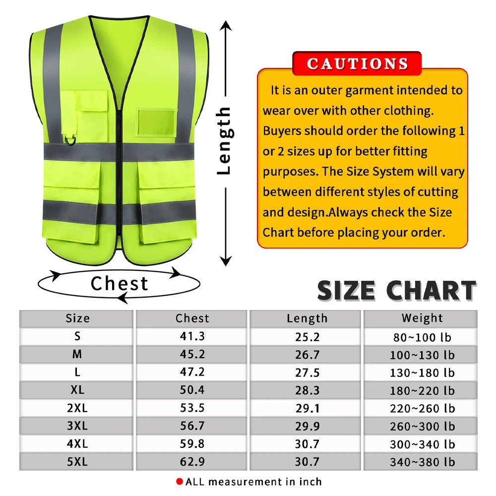 Safety Vest Customize Logo Class 2 Hi Vis Vest with 5 Pockets Construction Security Work Vest ANSI/ISEA Standards