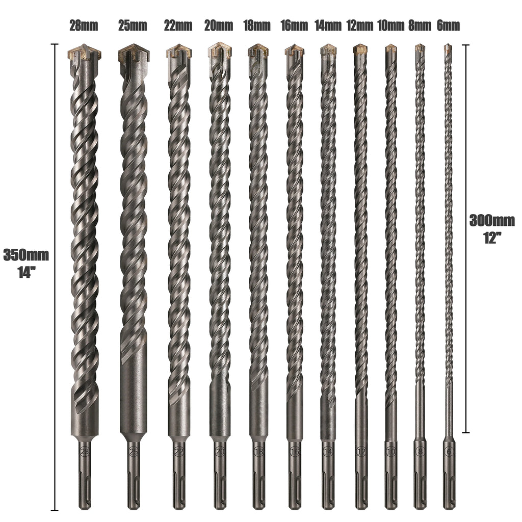 Extended Cross Electric Hammer Drill 110-500mm SDS Plus Through Wall Reinforced Concrete Hard Alloy Four Blade Impact Drill Bit