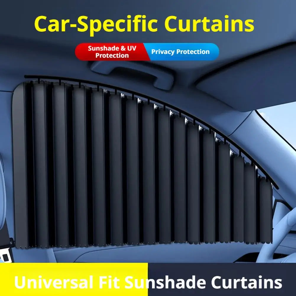 Car Side Window Pleated Sun Shades with Slide Track