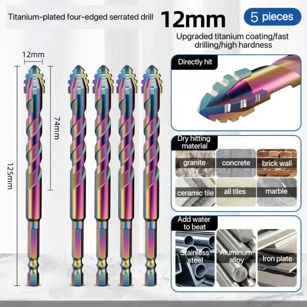 3-12mm Four-Edge Serrated Drill Bit Set for Glass, Tile, Concrete & Metal