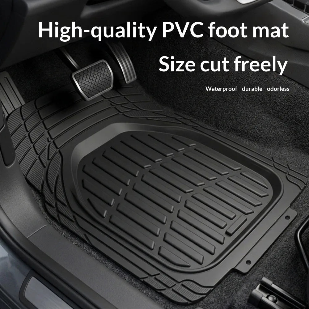3 Piece Universal PVC Car Floor Mats Anti Slip Waterproof Durable All Weather Rubber Mat Set For Car Interior Protection Kit