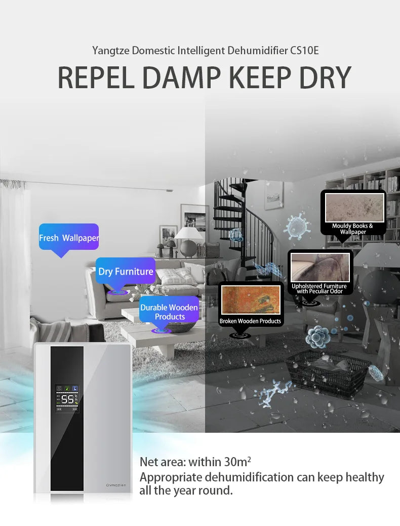 Dehumidifier Moisture Absorber Household Mute Bedroom Basement Remote Control Timing