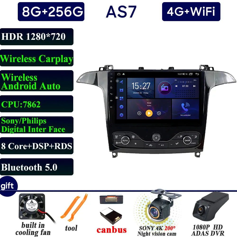 Ford S-Max Galaxy 2006-2015 9 Inch CarPlay Android Auto Player - image 10