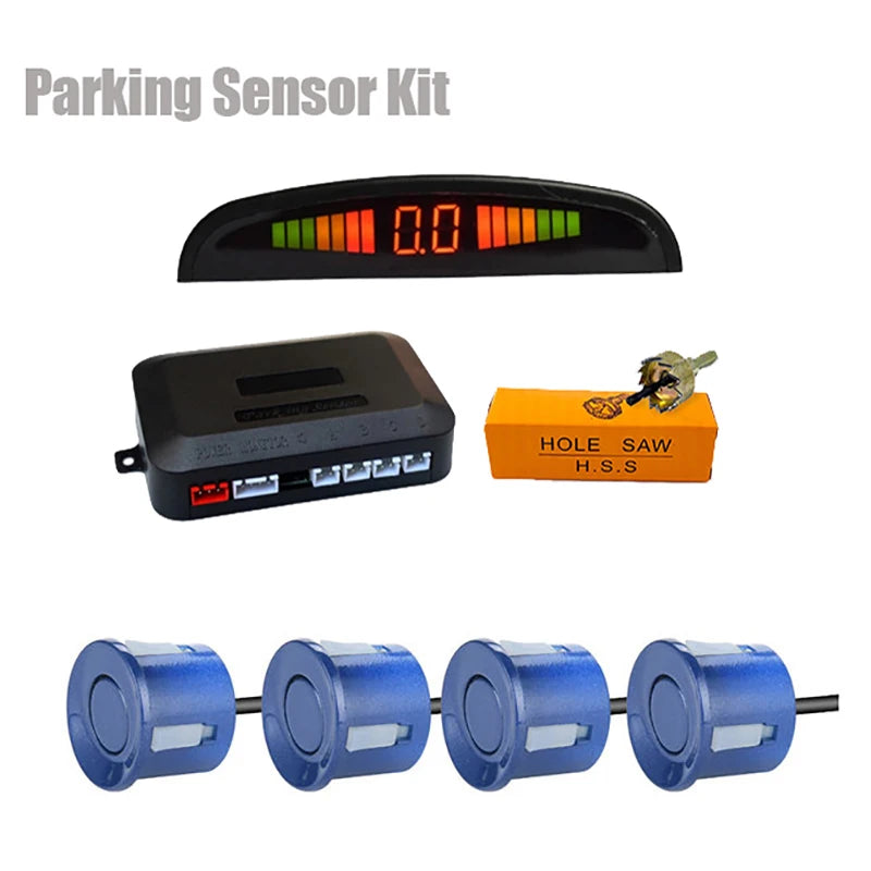 Car LED Parking Sensor Kit with 4 Sensors, Distance Display & Alarm