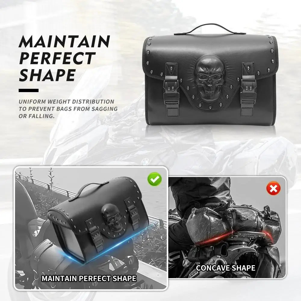 32L Studded PU Leather Motorcycle Tail Bag, Waterproof - image 16