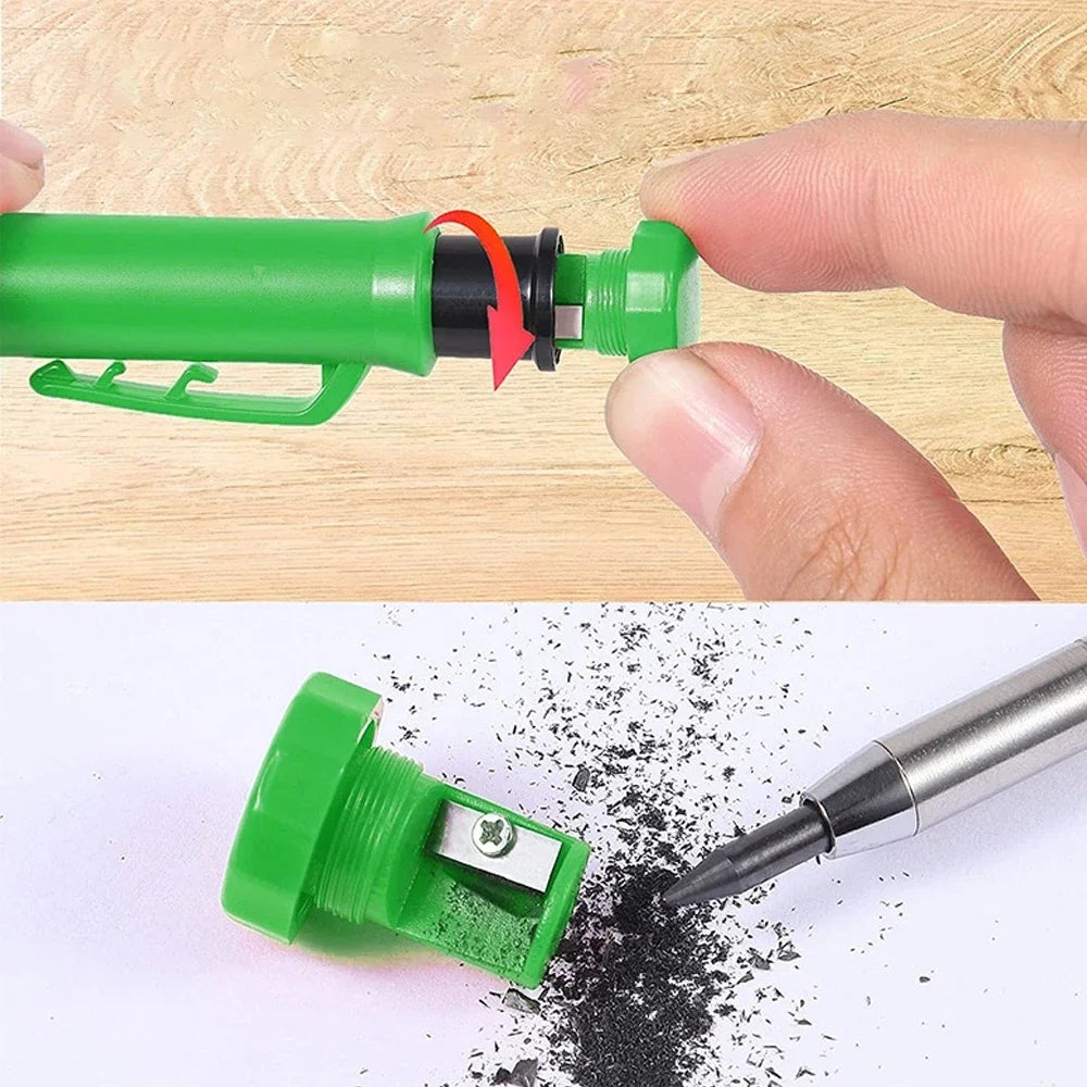 Deep Hole Carpenter Pencil with Built-in Sharpener & Refills - image 5