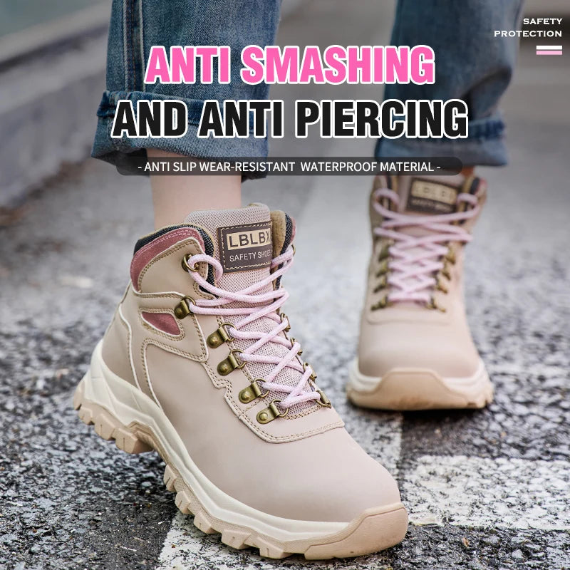 Steel Toe Safety Shoes Women Anti-Puncture Anti-Smash Non Slip Industrial Work Boots, Lightweight CE New Work Safety Shoes
