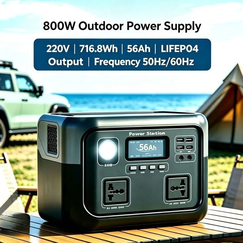 NEW 800W Portable Power Station 600W/800W 589WH Solar Generator Backup Power Bank for Outdoor Camping, Home Emergency, RV Travel