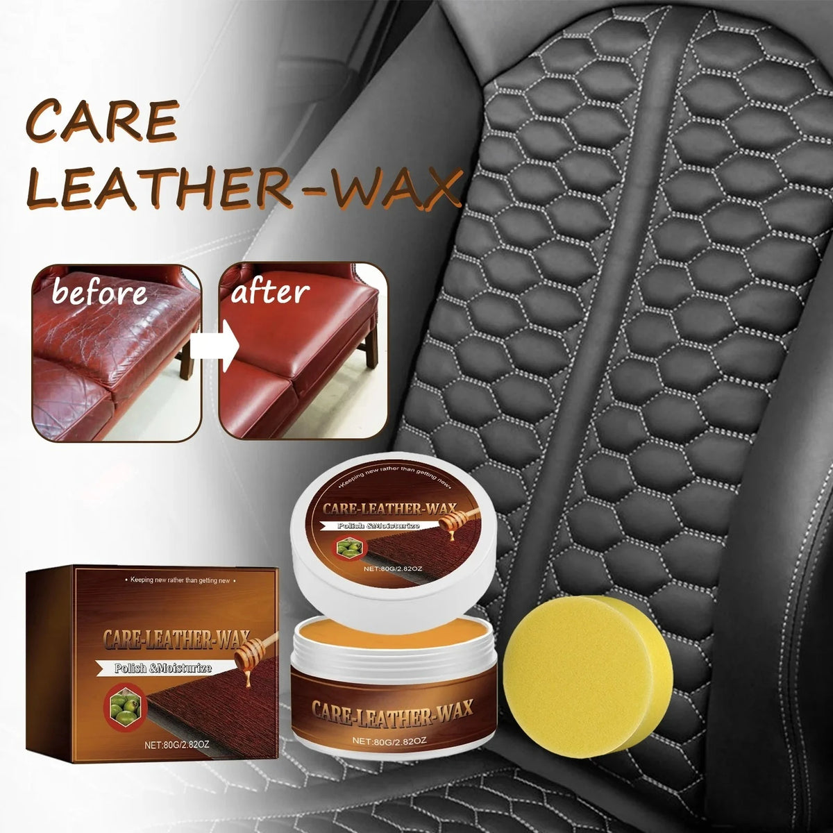 Beeswax Leather Repair and Conditioning Wax, 80g