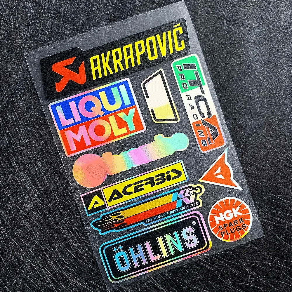 Racing Sponsor-Style Reflective Decal Kit for Car, Motorcycle and Helmet