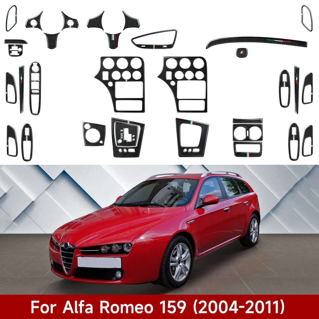 For Alfa Romeo 159 (2004-2011) Accessories, Car Center Console Gear Shift Panel,Steering Wheel Carbon Fiber Interior Stickers.