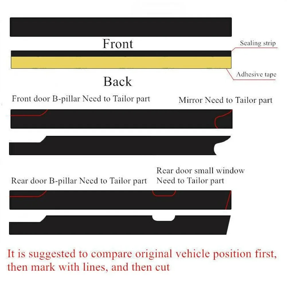 Car window seal strip 4m, waterproof rubber weatherstrip for front and rear glass